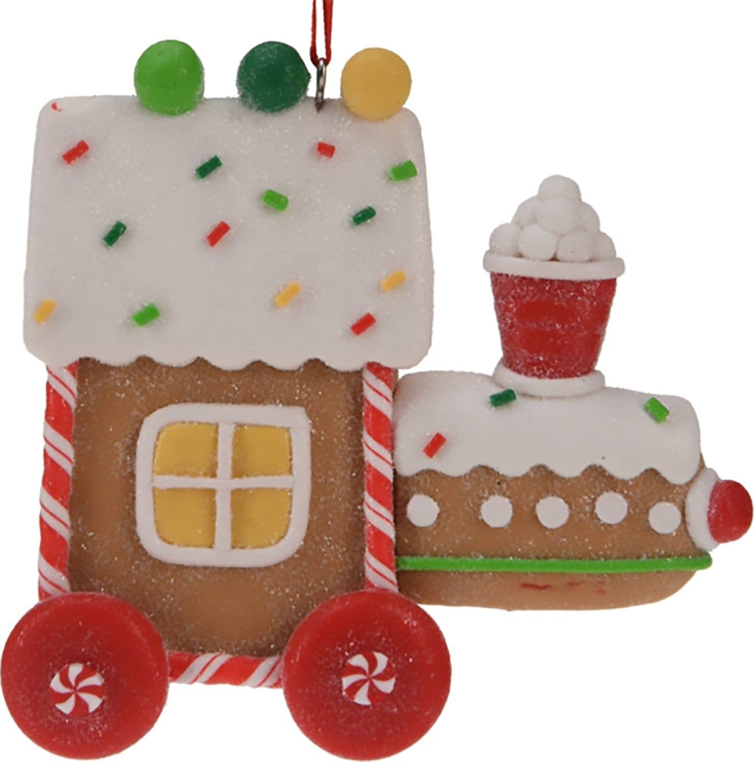 Pendenti per Albero di Natale a forma di trenino di zenzero, in PVC, da 9 cm, confezione da 12 pezzi - 2