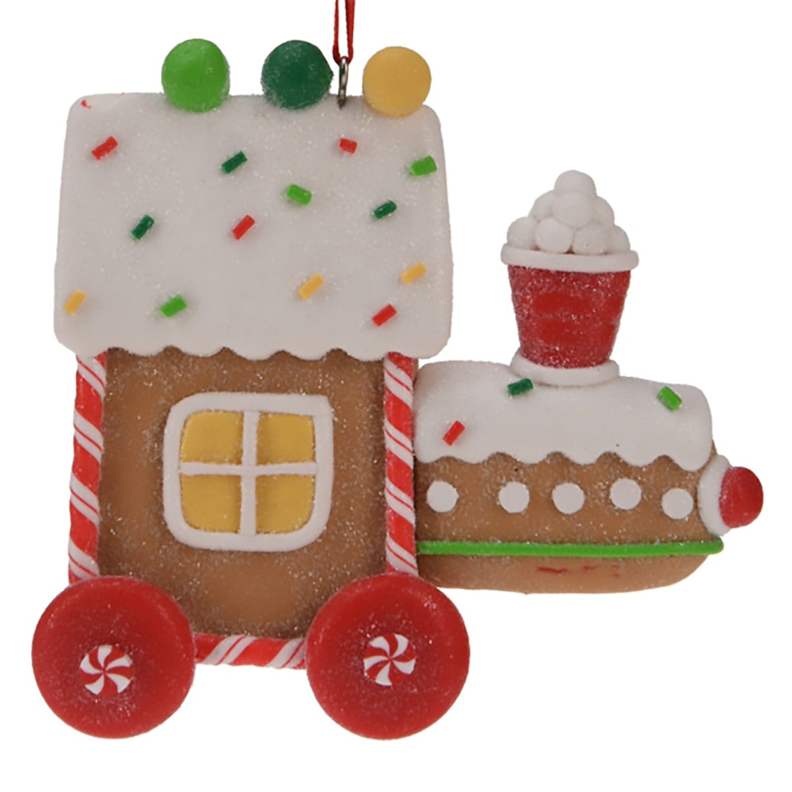 Pendenti per Albero di Natale a forma di trenino di zenzero, in PVC, da 9 cm, confezione da 12 pezzi - 2