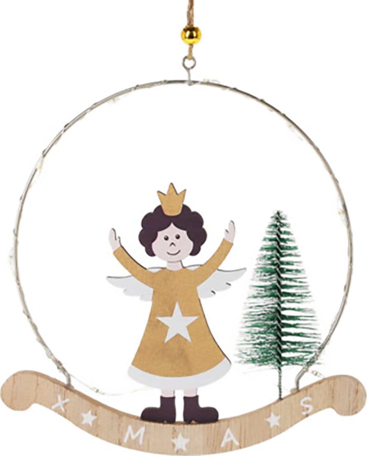 Pendenti per Albero di Natale con angioletti e LED, da 16 cm - 3
