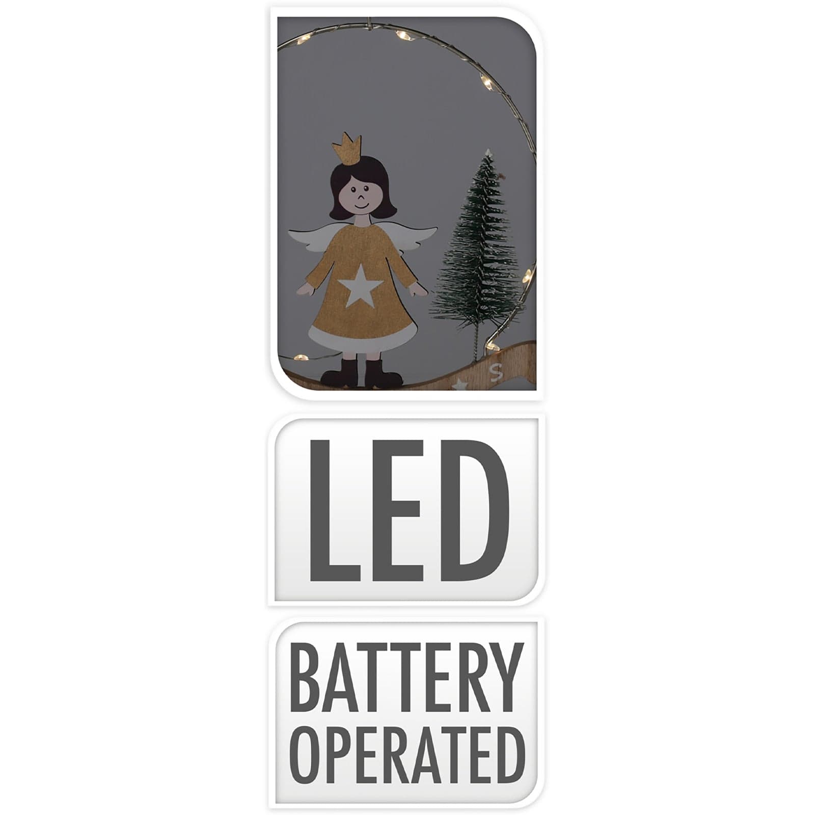 Pendenti per Albero di Natale con angioletti e LED, da 16 cm - 4