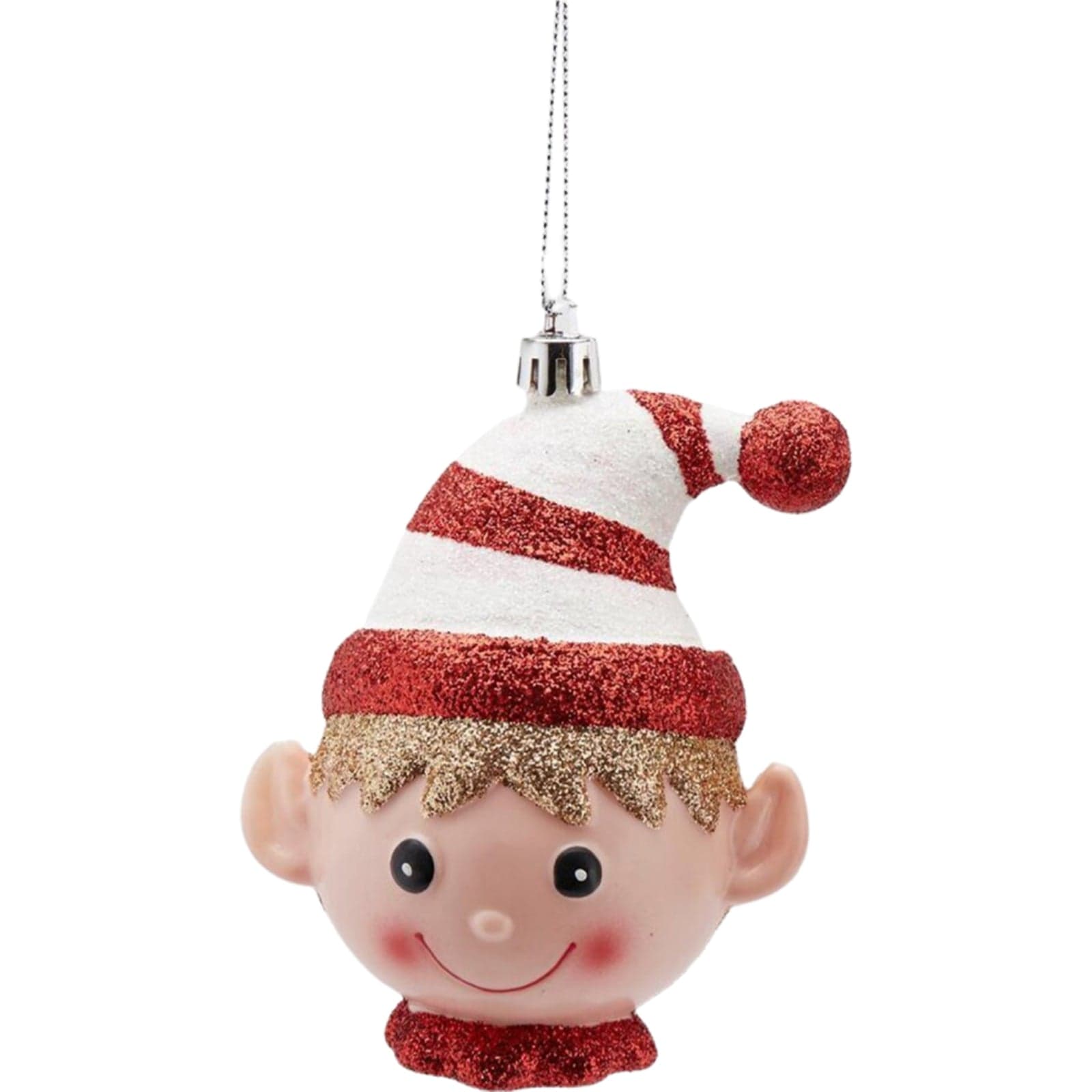 Pendaglio per albero di Natale "Testa di elfo" appendibile con cordina, da 11,5 cm - 2