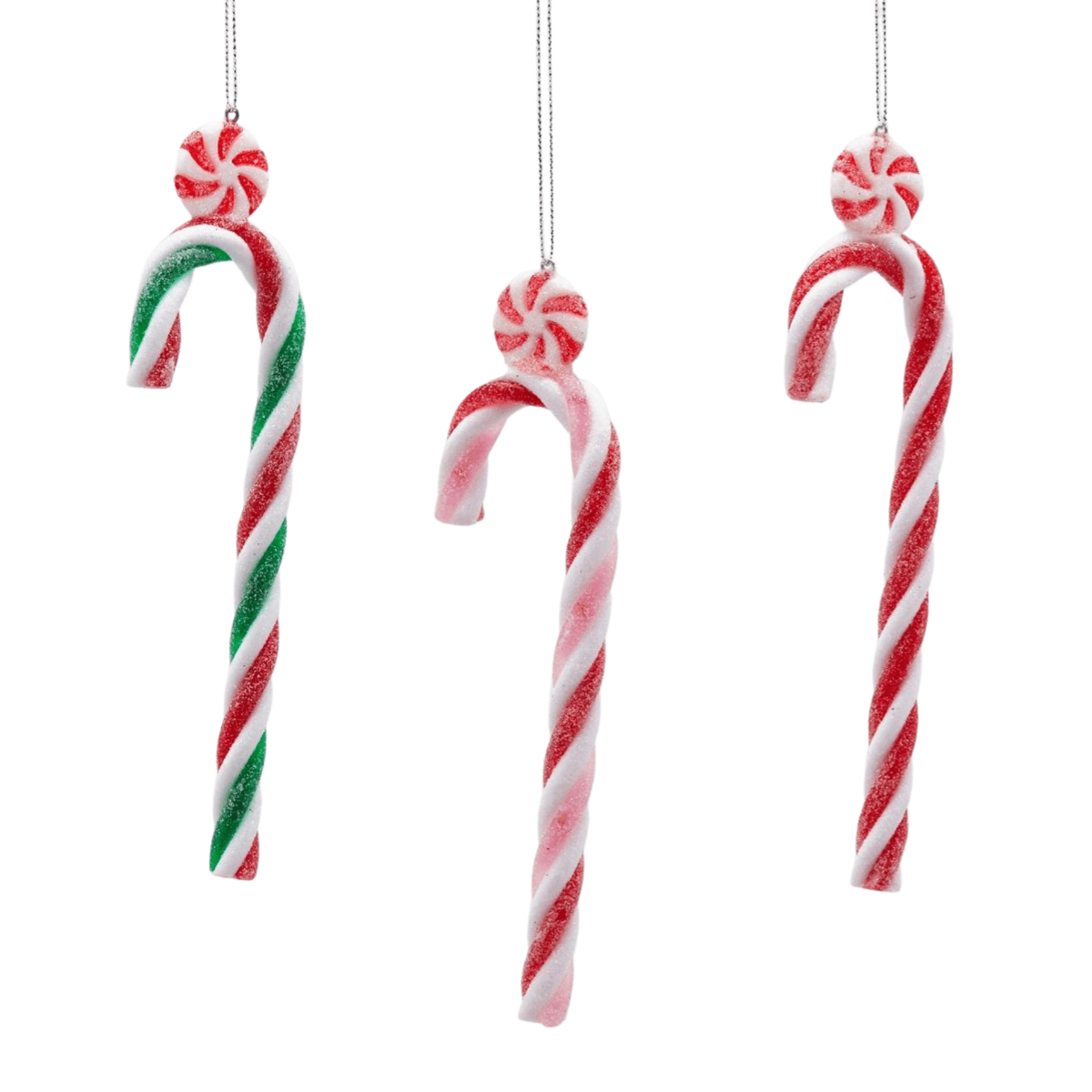 Pendagli per albero di Natale a forma di bastoncini di zucchero, 18 cm confezione 3 pezzi - 1