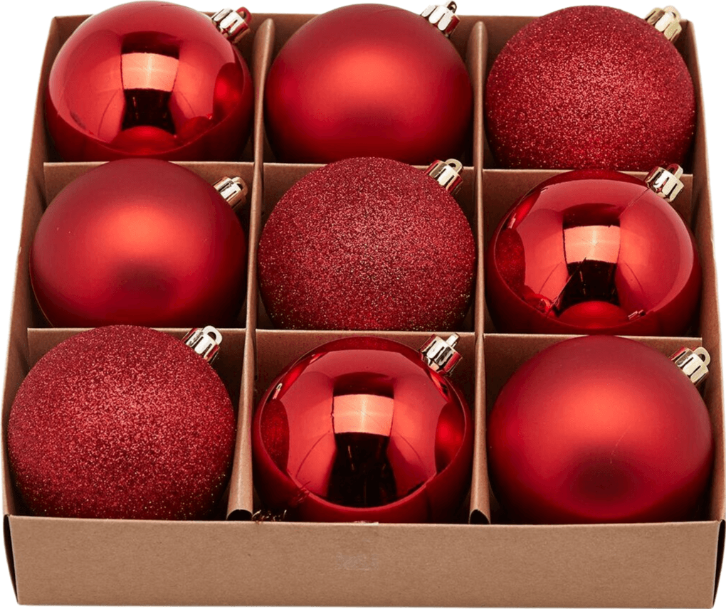 Palline per albero di Natale, colore Rosso, tinta unita, in PVC - 2
