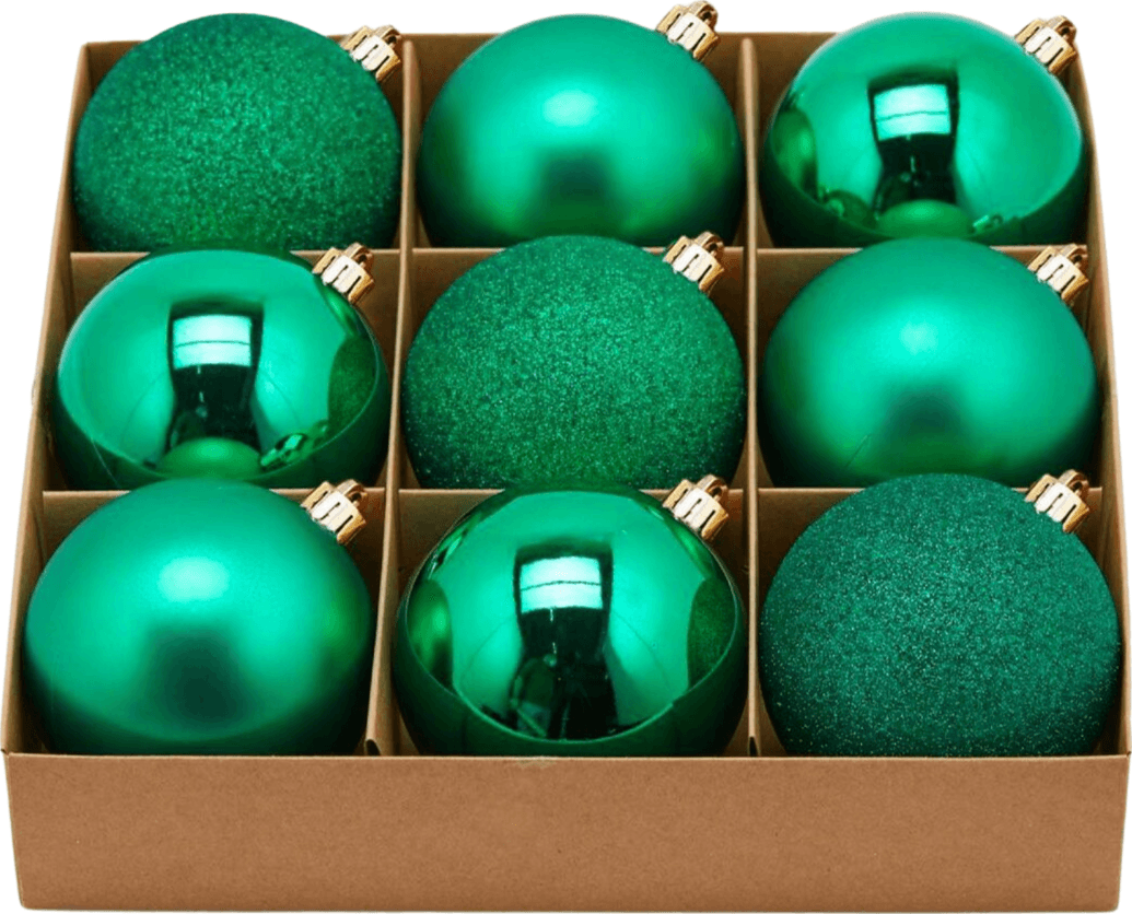 Palline per albero di Natale, colore Verde, tinta unita, in PVC - 2