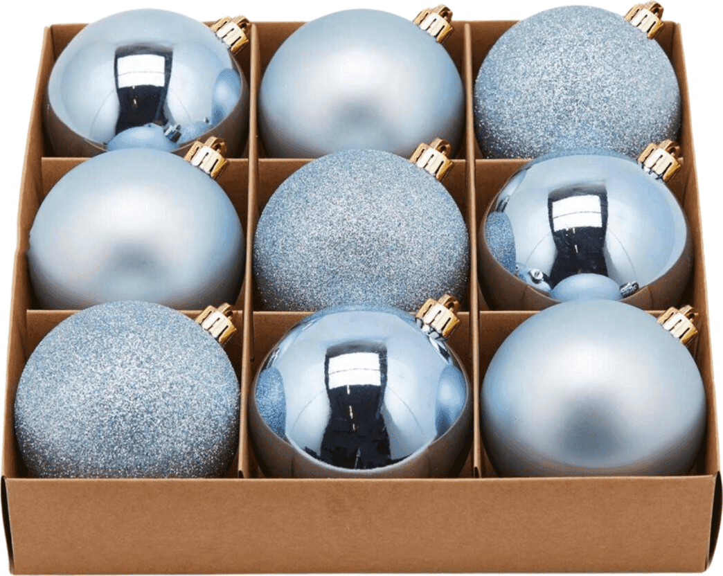 Palline per albero di Natale, colore Blu Chiaro, tinta unita, in PVC - 2