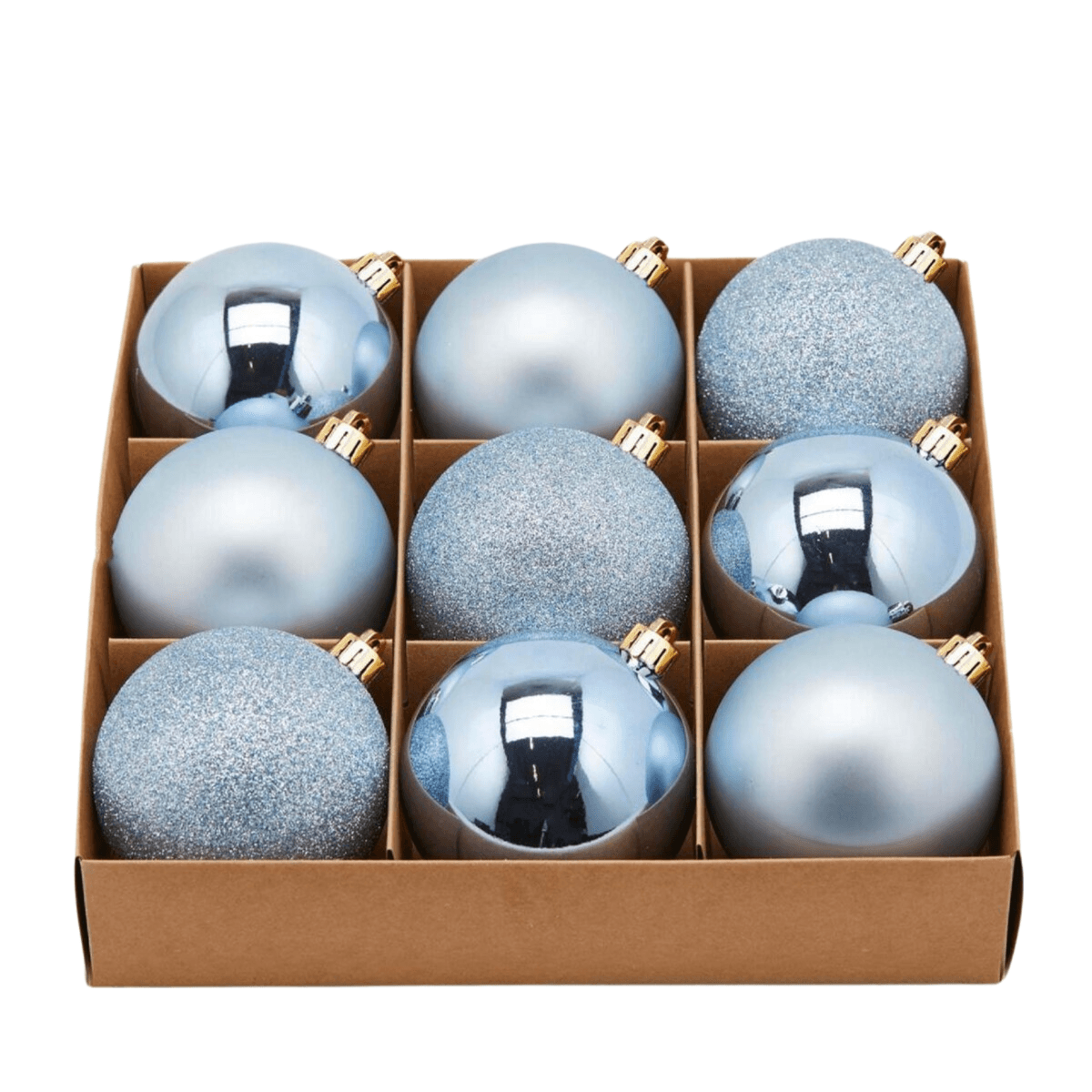 Palline per albero di Natale, colore Blu Chiaro, tinta unita, in PVC - 2