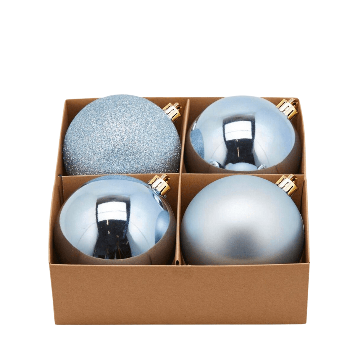 Palline per albero di Natale, colore Blu Chiaro, tinta unita, in PVC - 3