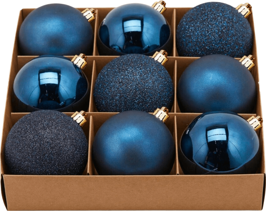Palline per albero di Natale, colore Blu, tinta unita, in PVC - 2