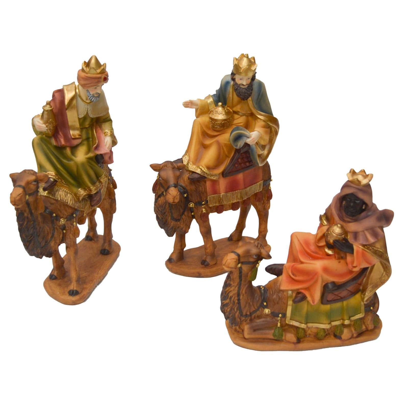 Natività completa con re magi su cammelli in poliresina 11 soggetti - 3