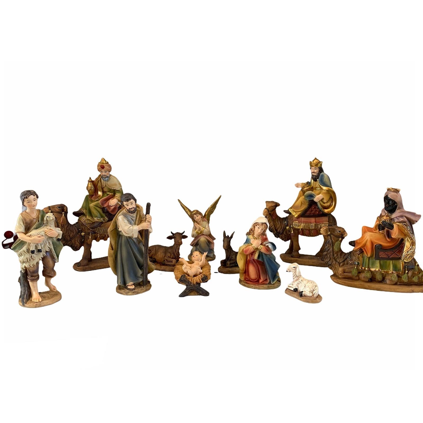 Natività completa con re magi su cammelli in poliresina 11 soggetti - 5