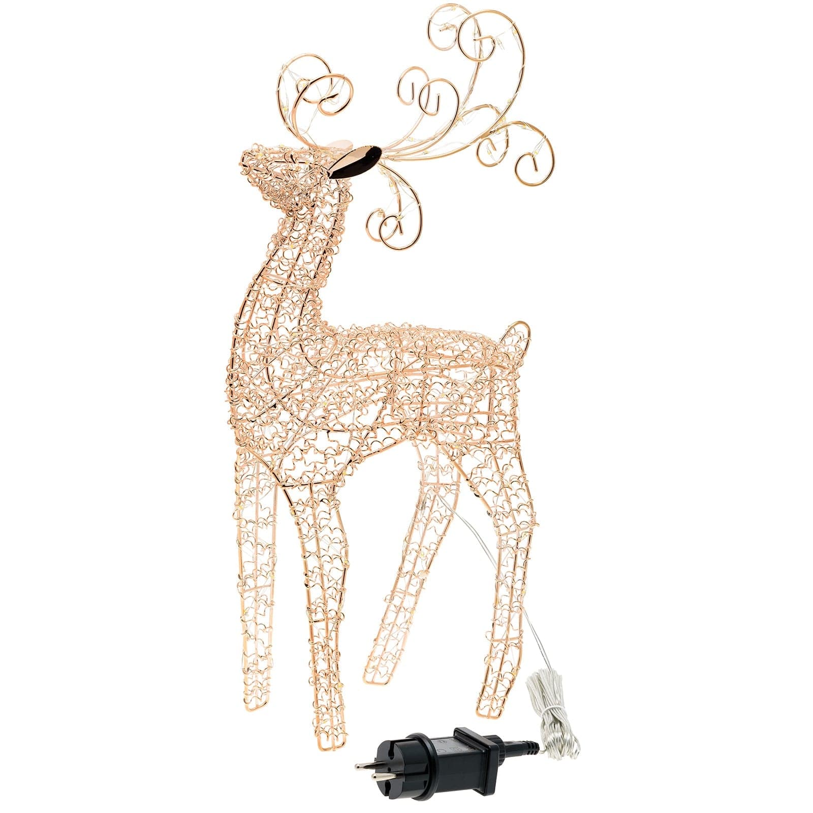 Renna tridimensionale luminosa decorazione natalizia filo di rame con micro led luce calda addobbo natale - 2