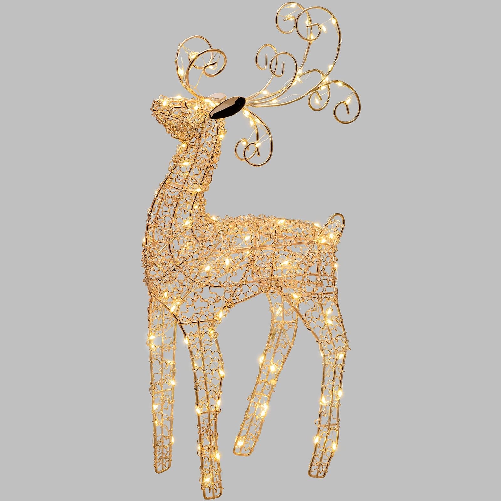 Renna tridimensionale luminosa decorazione natalizia filo di rame con micro led luce calda addobbo natale - 3