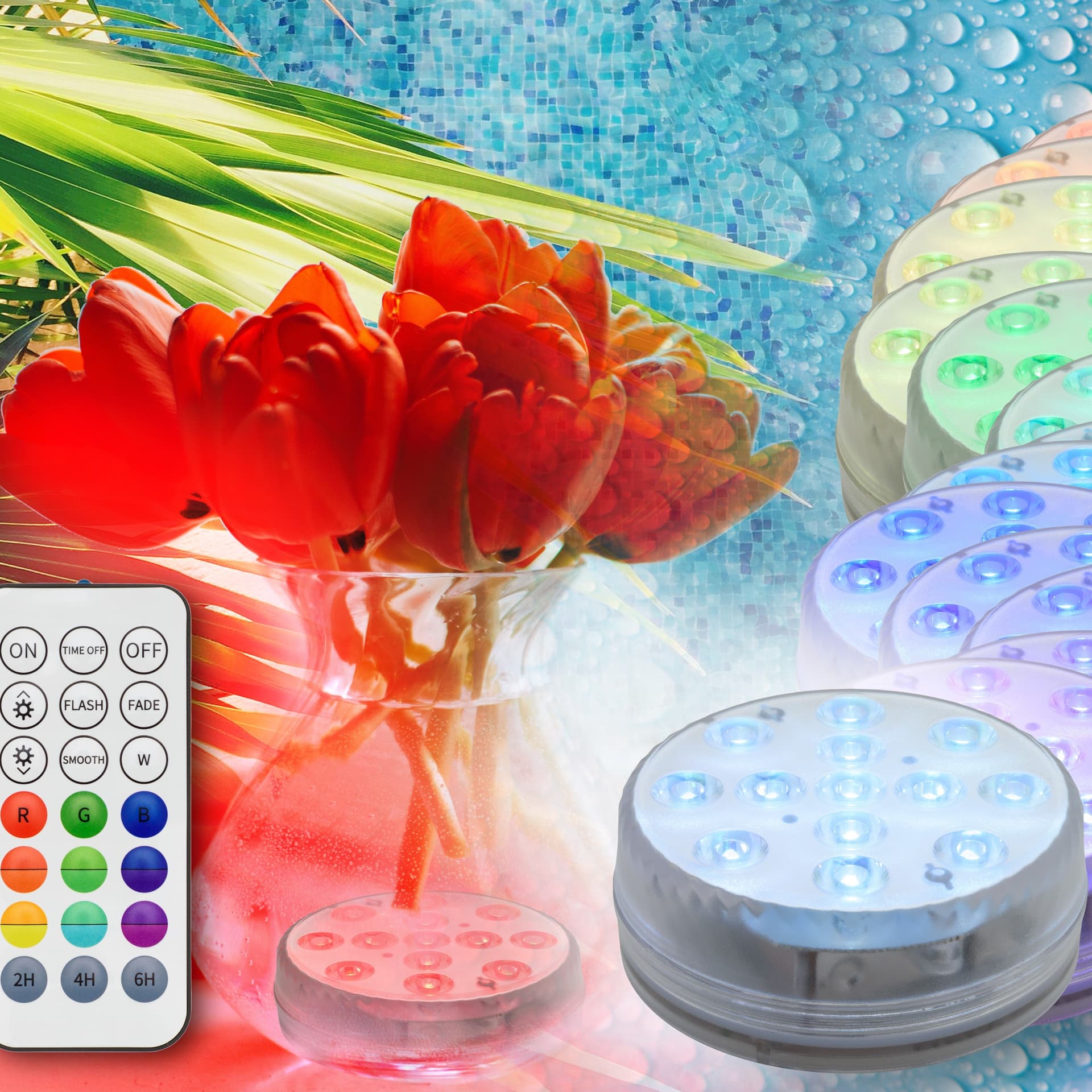 Disco sommergibile con led a luce RGB multicolore Ø8,5cm a batterie - 2