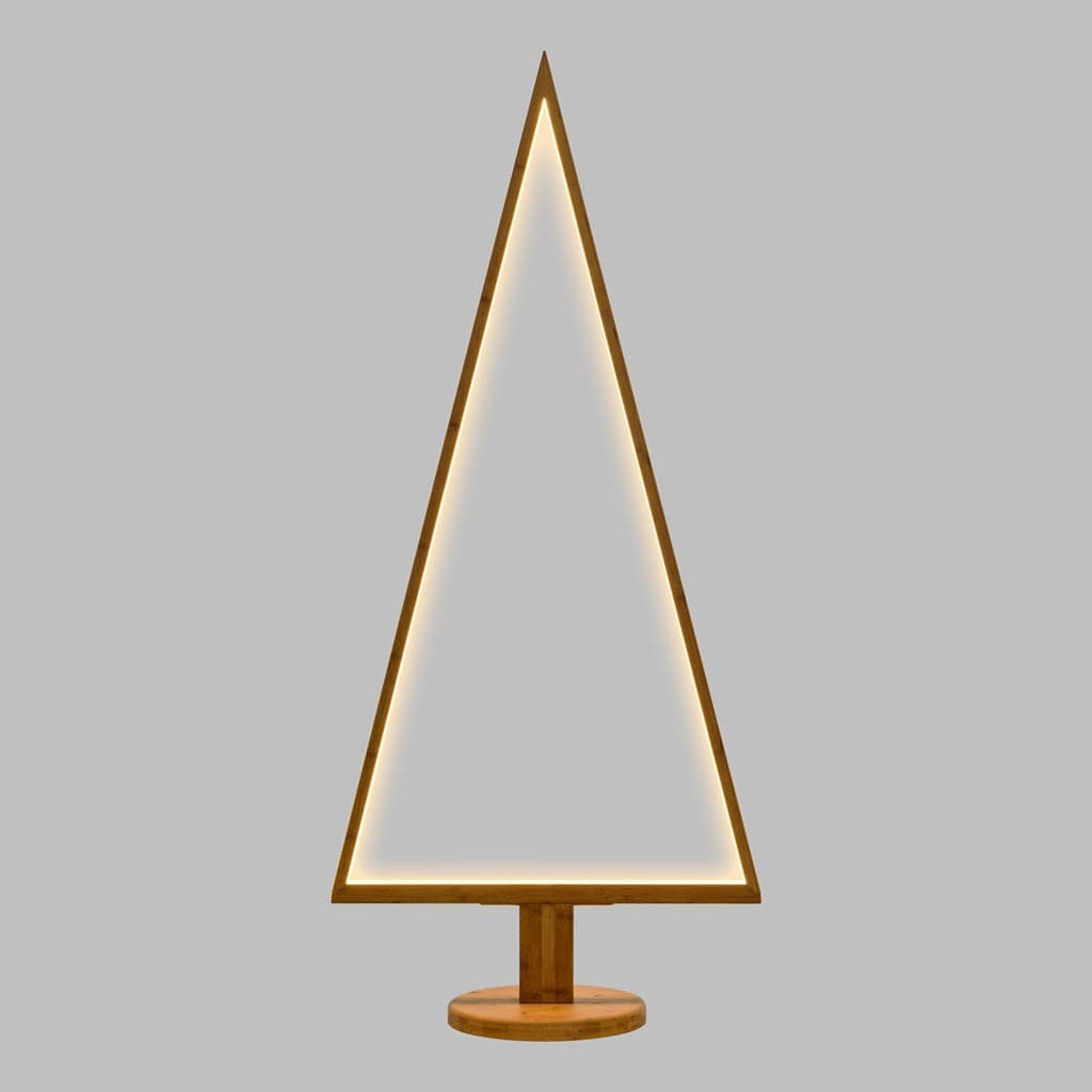 Albero triangolare luminoso con led bianco caldo e base in legno - 11