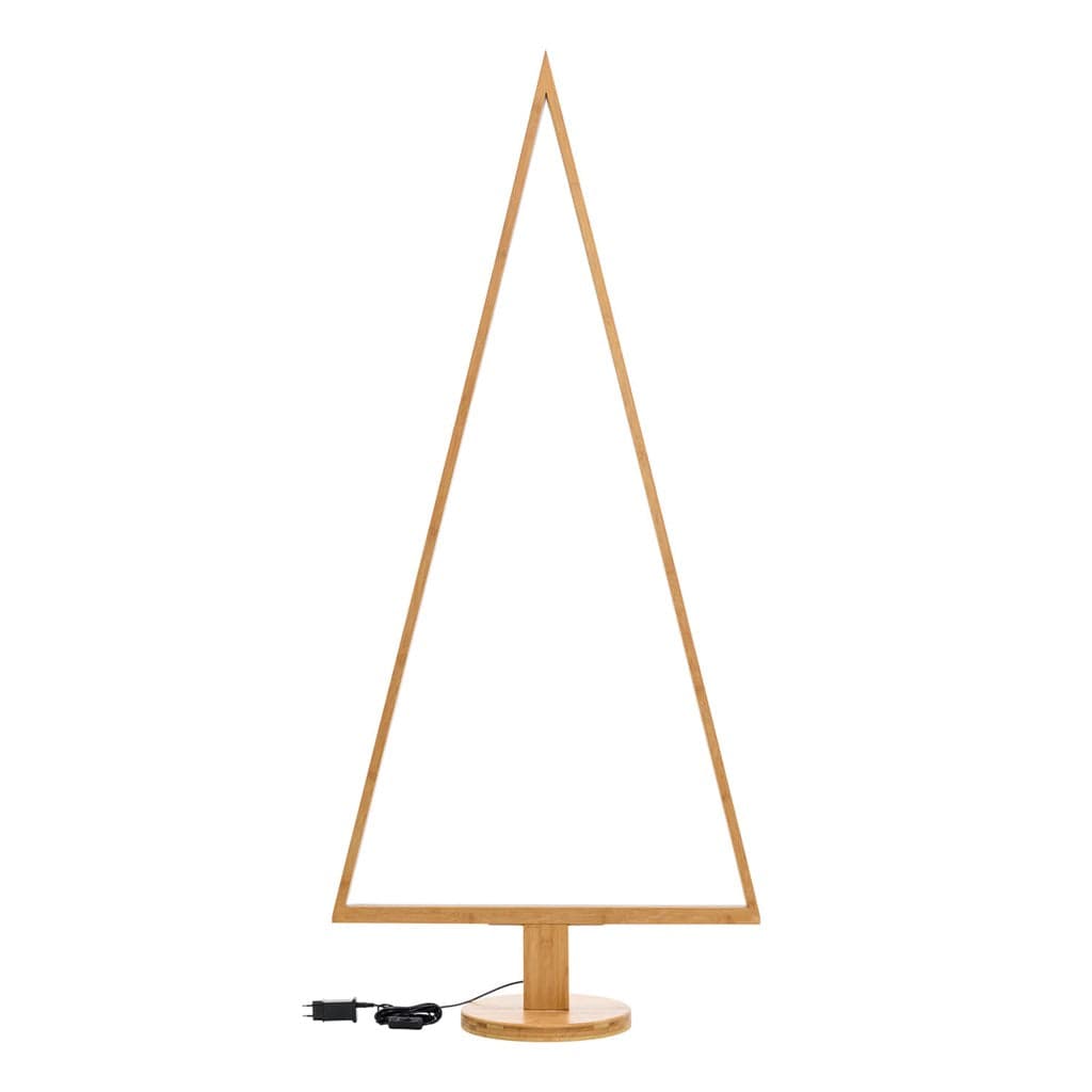 Albero triangolare luminoso con led bianco caldo e base in legno - 13