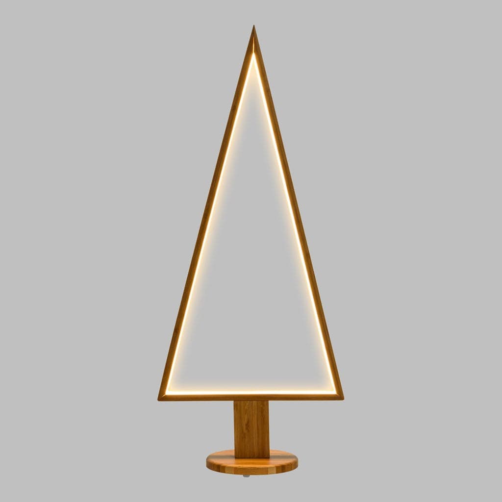 Albero triangolare luminoso con led bianco caldo e base in legno - 7