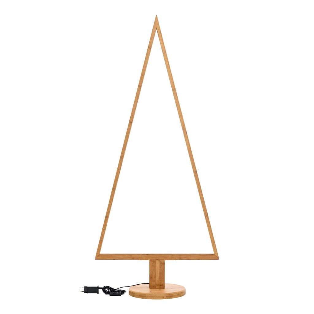 Albero triangolare luminoso con led bianco caldo e base in legno - 9