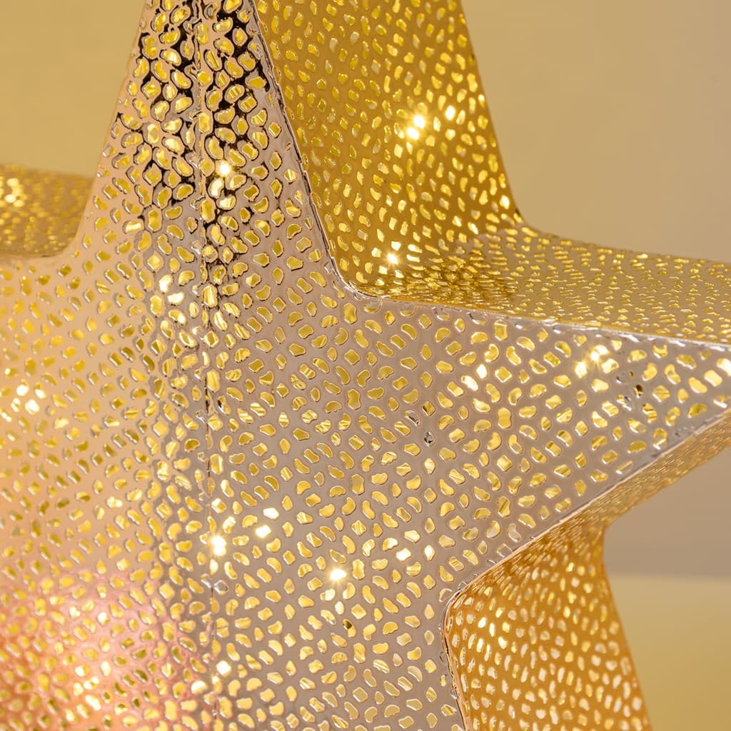 Stella a 5 punte color champagne con led bianco caldo decorazione natalizia - 3