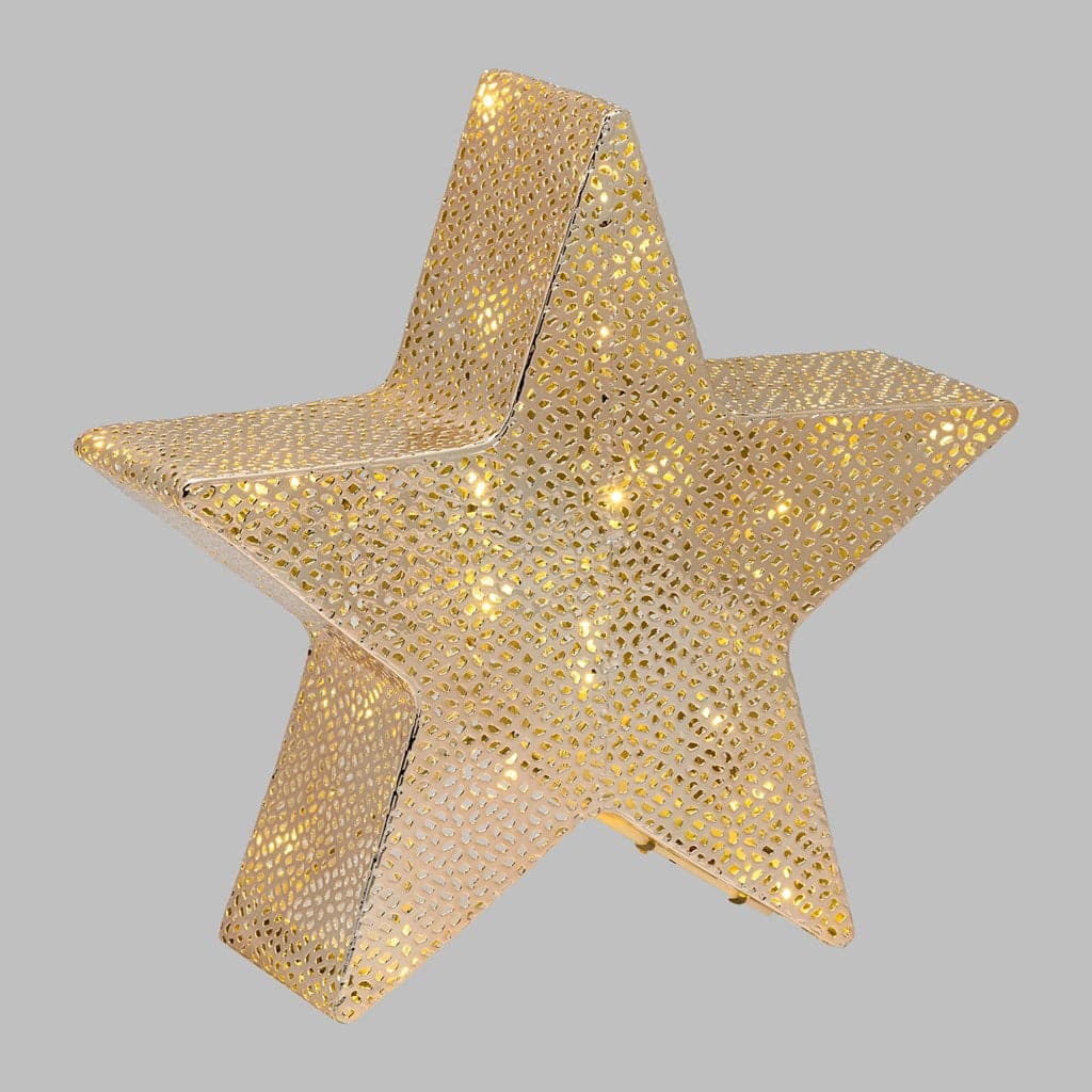 Stella a 5 punte color champagne con led bianco caldo decorazione natalizia - 4