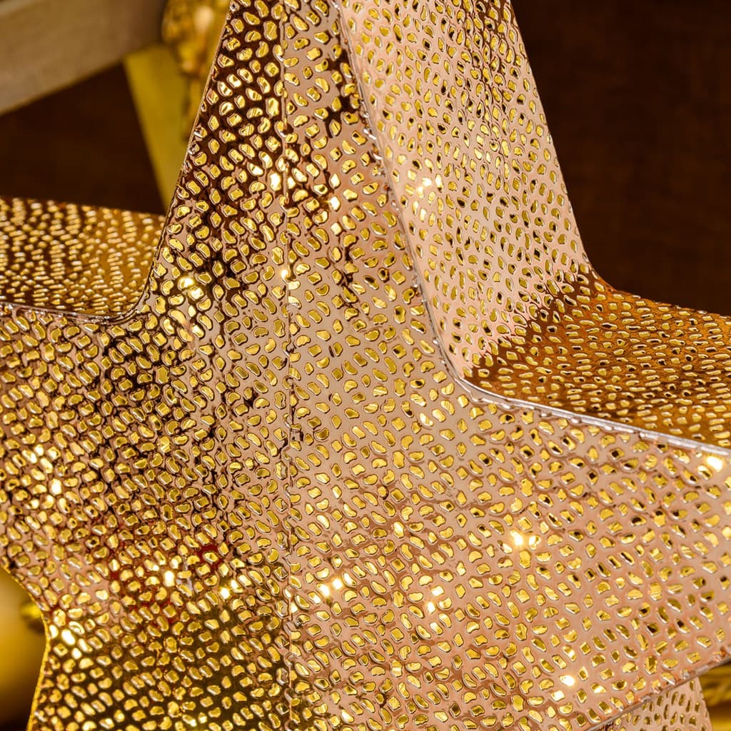 Stella a 5 punte color champagne con led bianco caldo decorazione natalizia - 6
