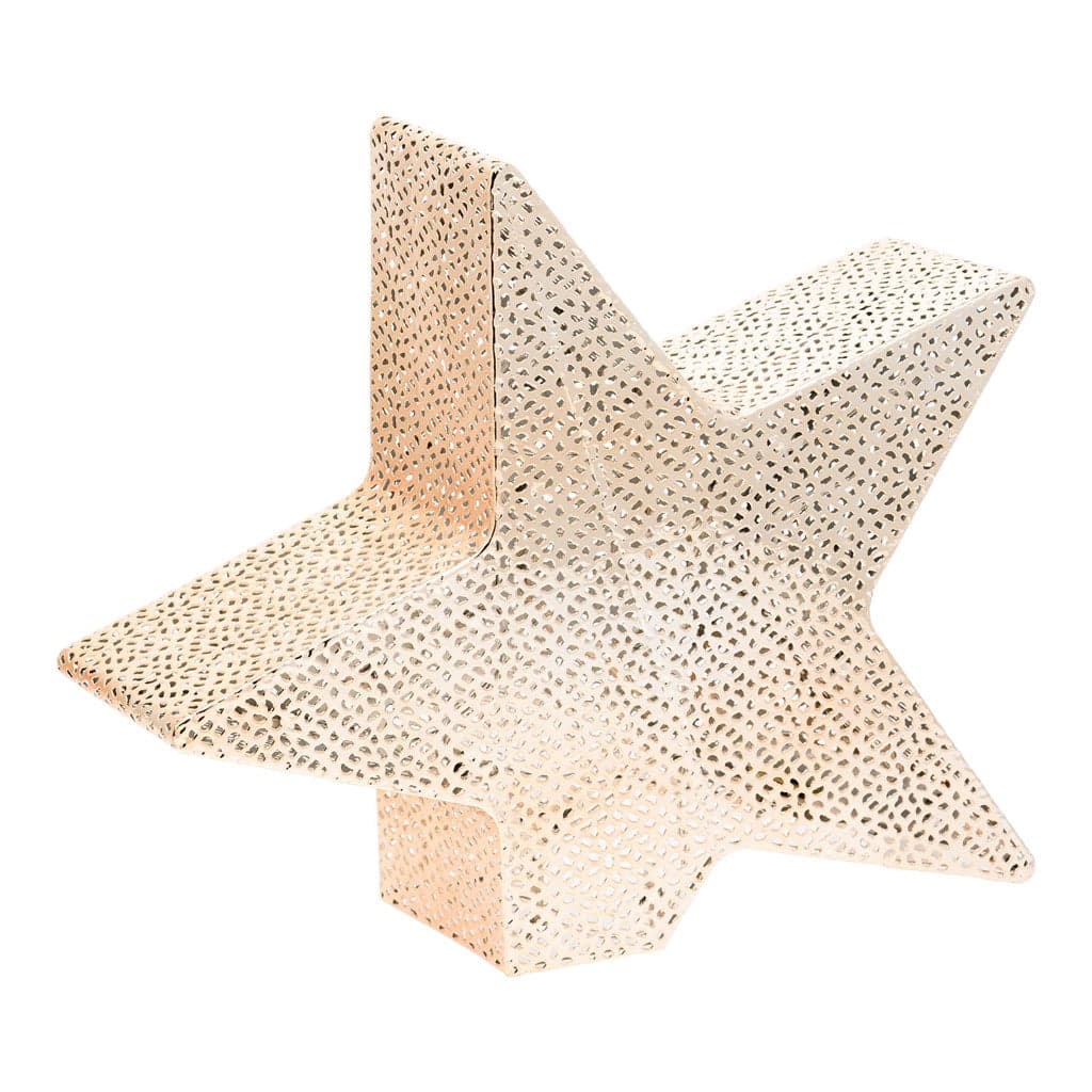 Stella inclinata color champagne con led bianco caldo decorazione natalizia h 33 cm - 3