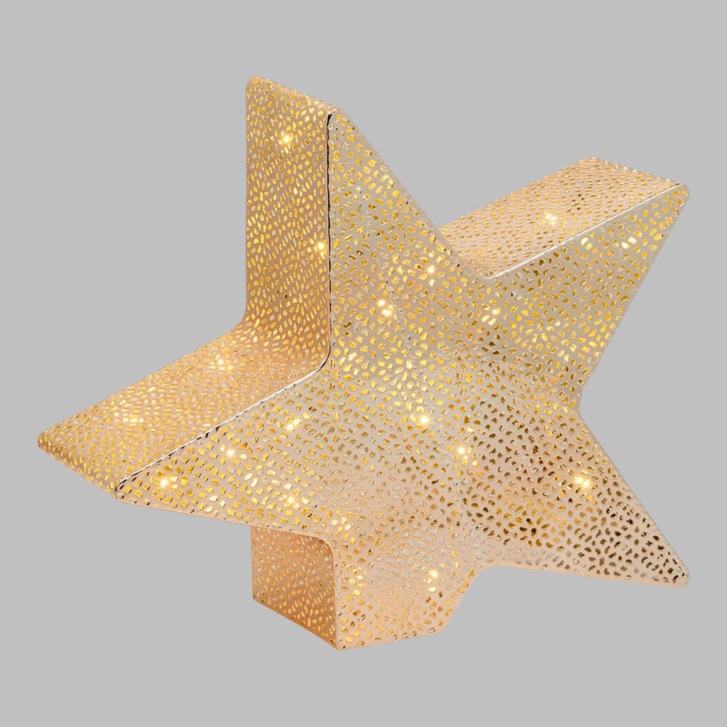 Stella inclinata color champagne con led bianco caldo decorazione natalizia h 33 cm - 4