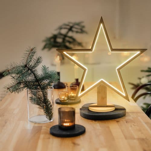 Decorazione luminosa stella natale 55 cm con base strip led multicolor per addobbi natalizi - 2