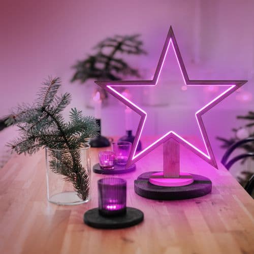 Decorazione luminosa stella natale 55 cm con base strip led multicolor per addobbi natalizi - 3