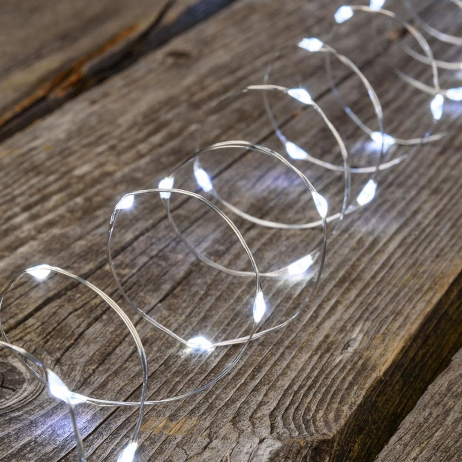 Luci di natale catena con Micro Led e filo in metallo a batteria per esterno - 3