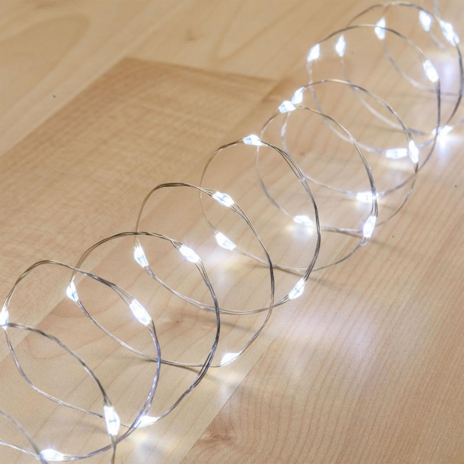 Luci di natale catena con Micro Led e filo in metallo a batteria per esterno - 4
