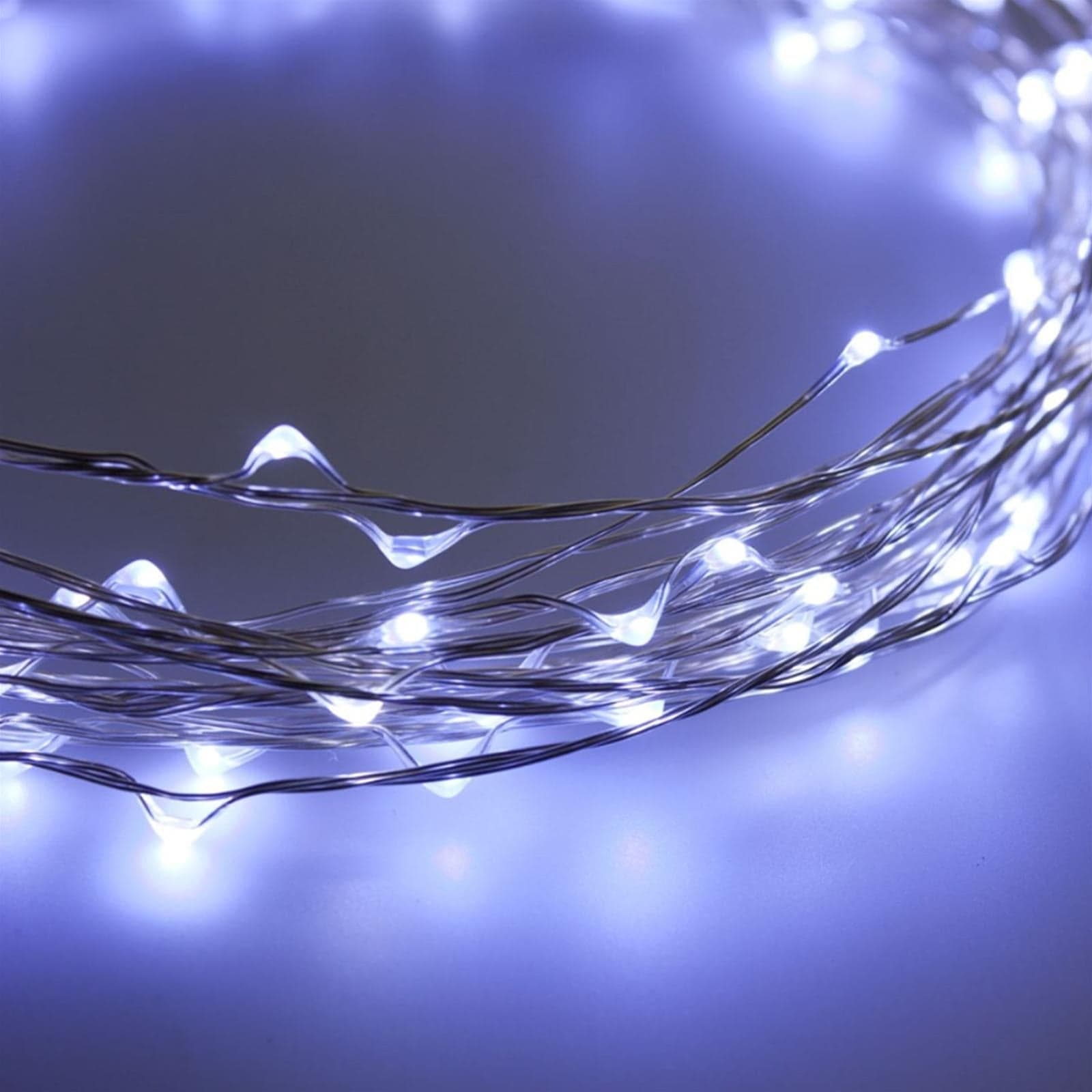 Luci di natale catena con Micro Led e filo in metallo a batteria per esterno - 5