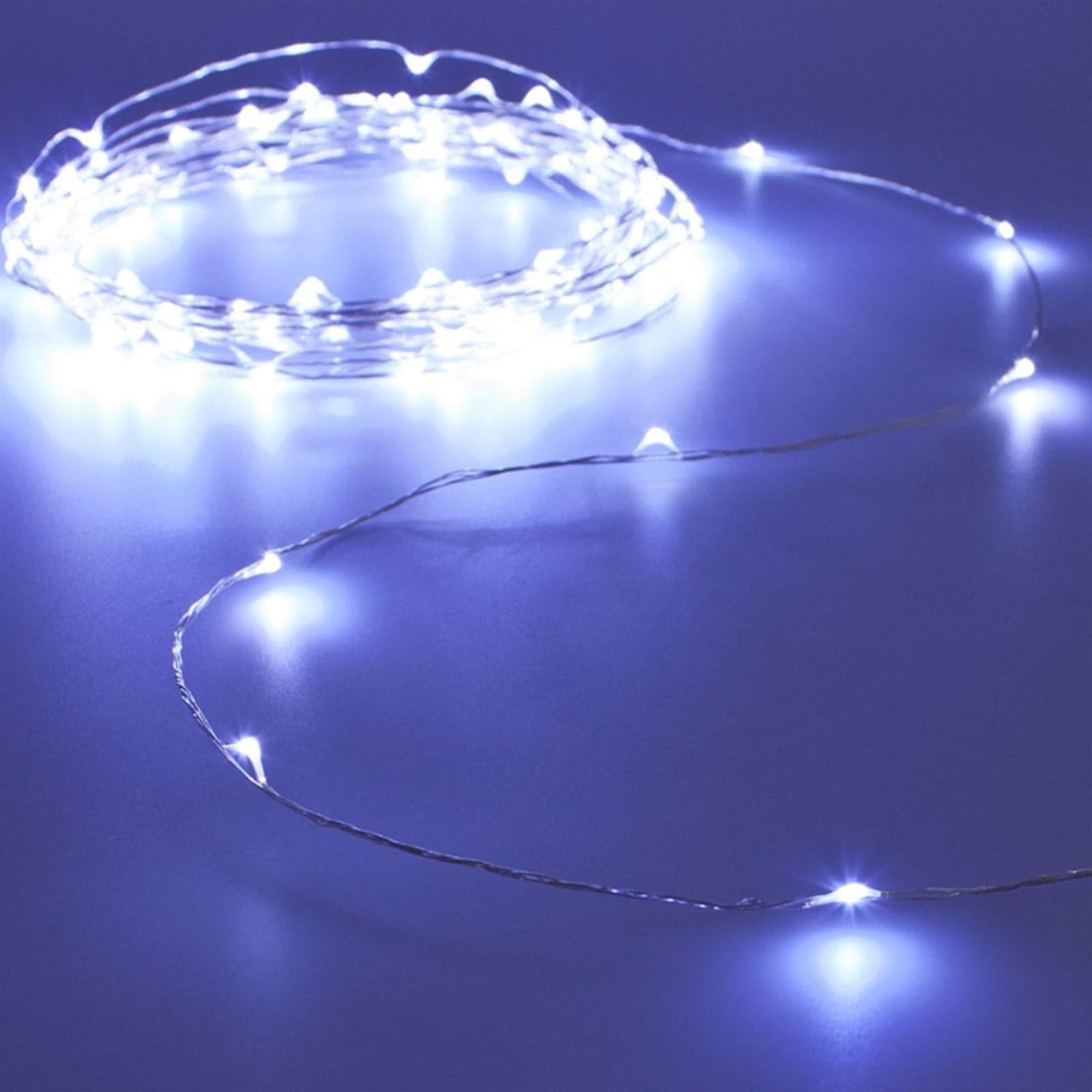 Luci di natale catena con Micro Led e filo in metallo a batteria per esterno - 6
