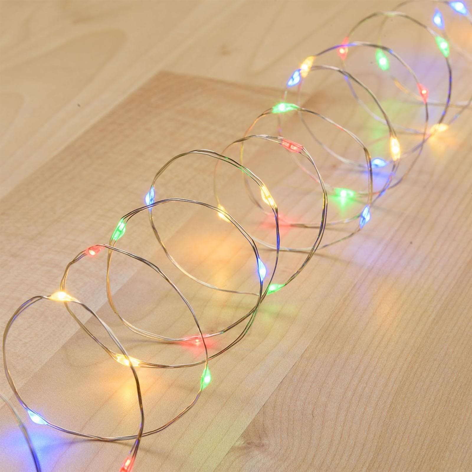 Luci di natale catena con Micro Led Fissi e filo in metallo per interno ed esterno - 12