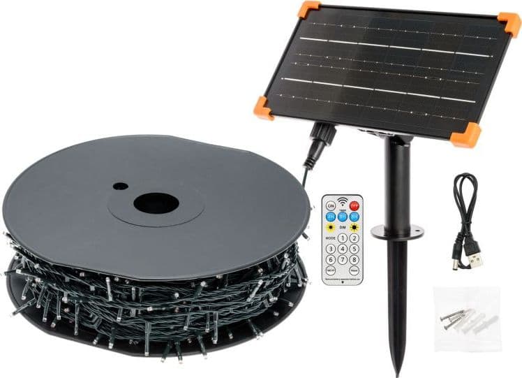 Catena lineare natalizia 1200 miniled bianco caldo Ø 3 mm con pannello solare decorazione natalizia - 2