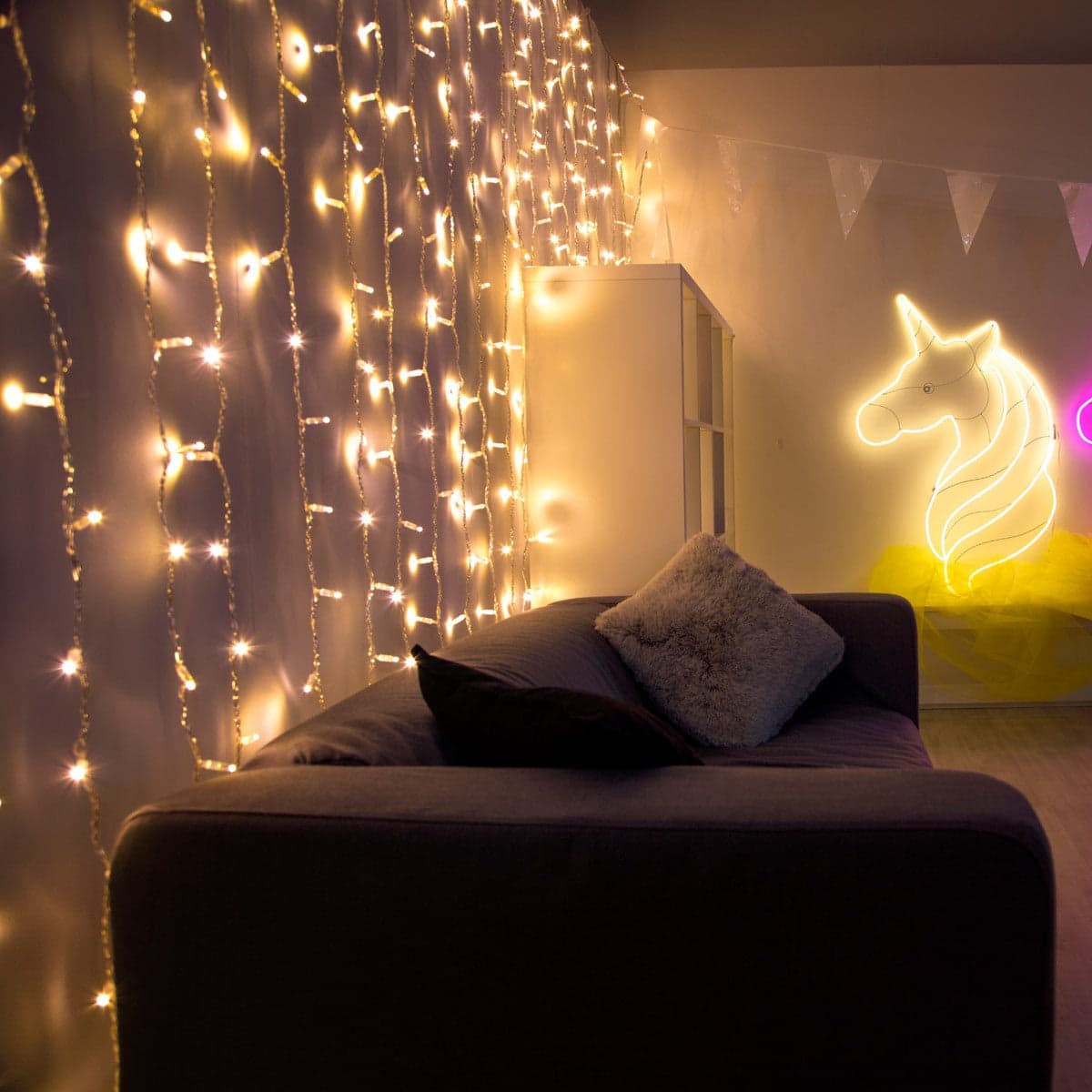 Tenda luminosa maxiled con filo trasparente per decorazioni natalizie - 3