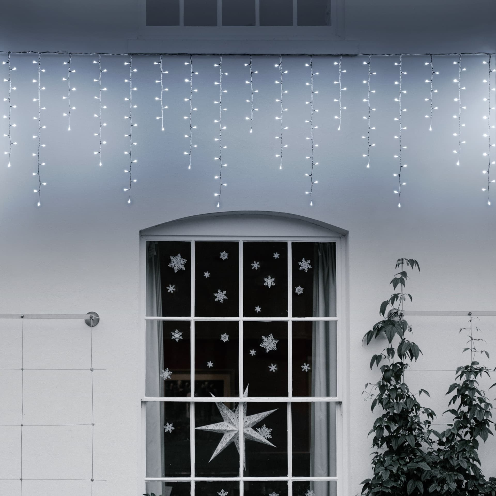 Cascata effetto Nevicata luci a led per esterno decorazione natalizie h 80 x 360 cm - 4