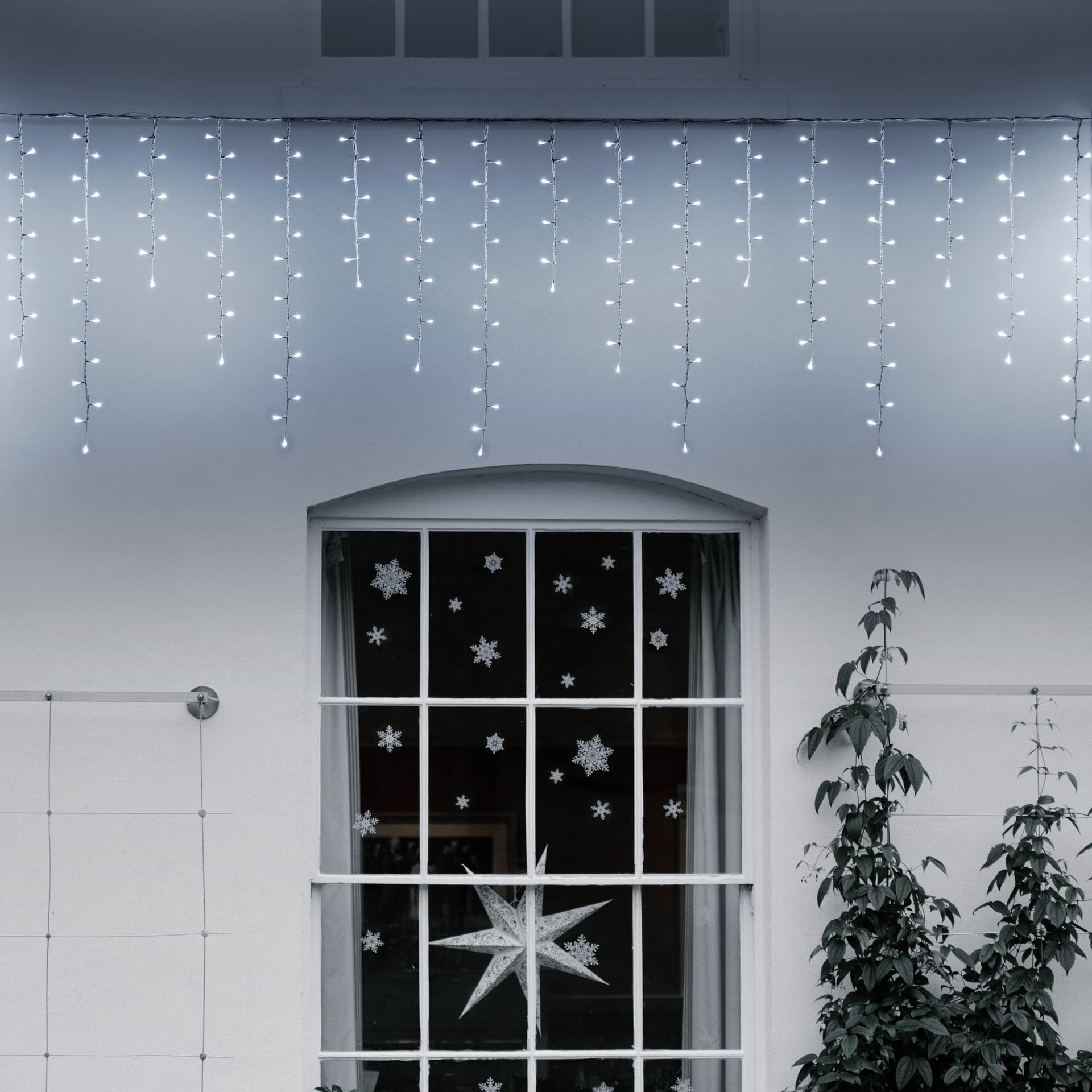 Cascata effetto Nevicata luci a led per esterno decorazione natalizie h 80 x 360 cm - 4