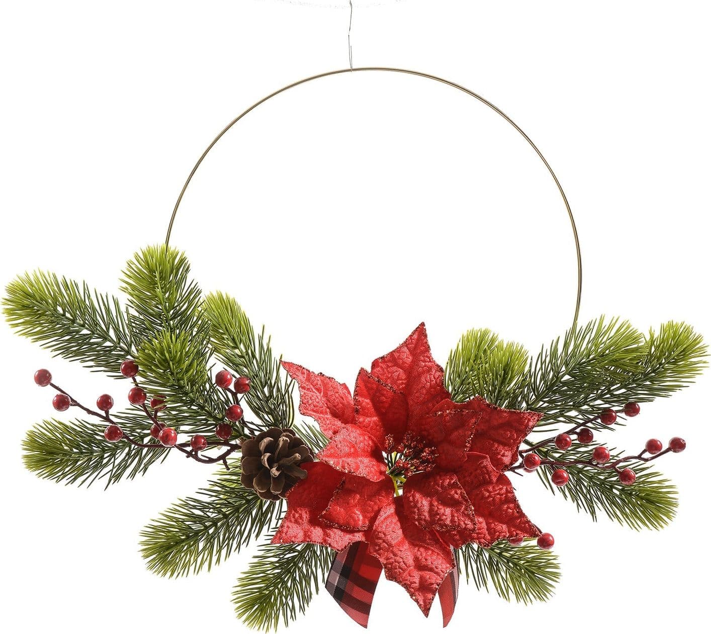Dietro porta natalizio con bacche e pigne per albero o dietro porta Ø 40 cm - 2