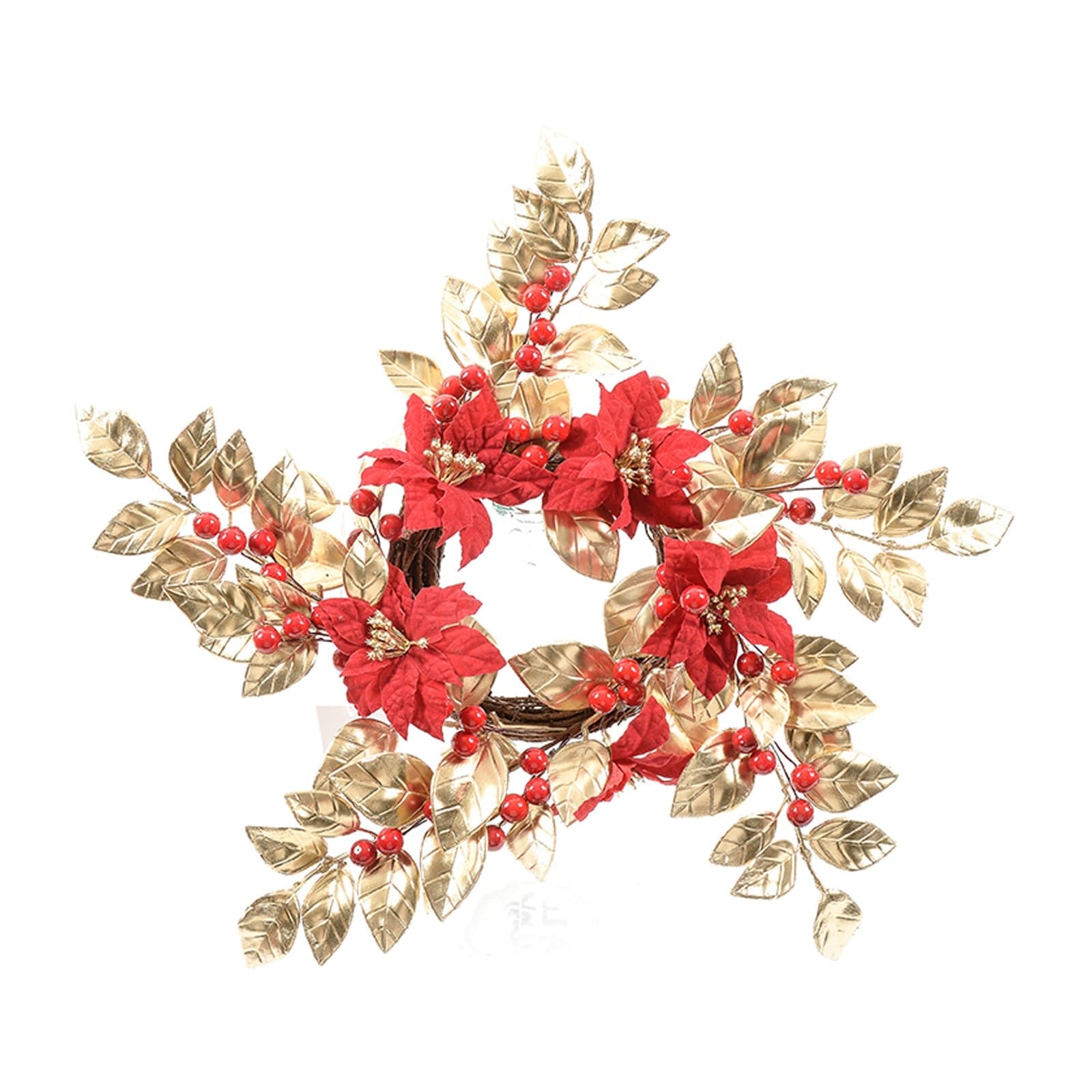 Porta candele natalizio "Golden age" con bacche centritavola Ø 42 cm - 3