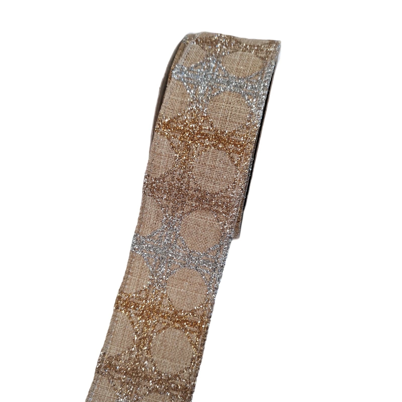 Nastro con glitter per decorazioni e confezioni natalizie, da 38 mm x 10 metri - 2