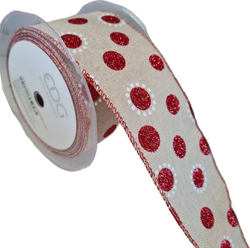 Nastro a pois per decorazioni e confezioni natalizie, da 60 mm x 10 metri - 6