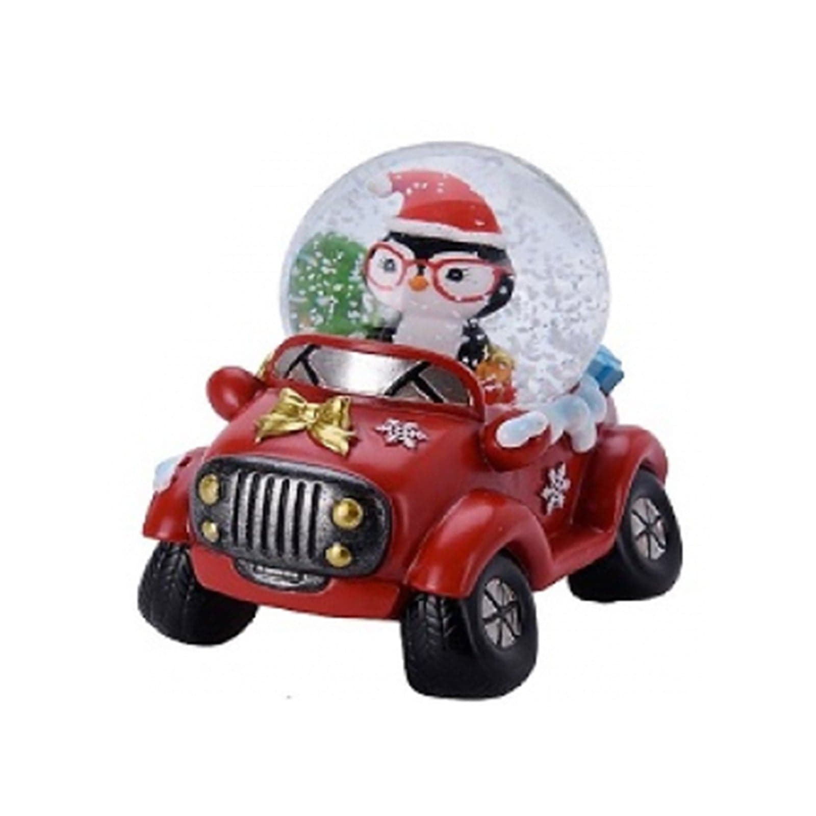 Ampolla con led, palla di neve "Fuoristrada" natalizia h 6,5 cm idea regalo - 3