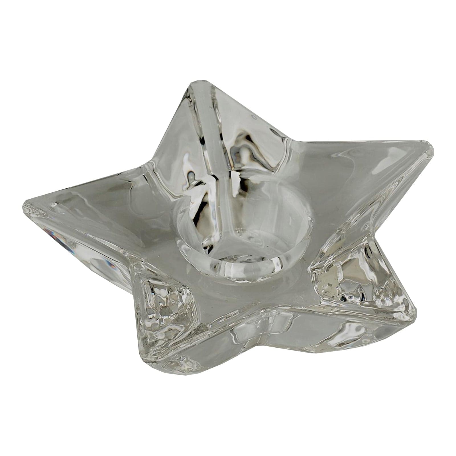 Portacandela in Vetro Trasparente h 4 cm "Stella con 5 Punte" Ø 13 cm - 2