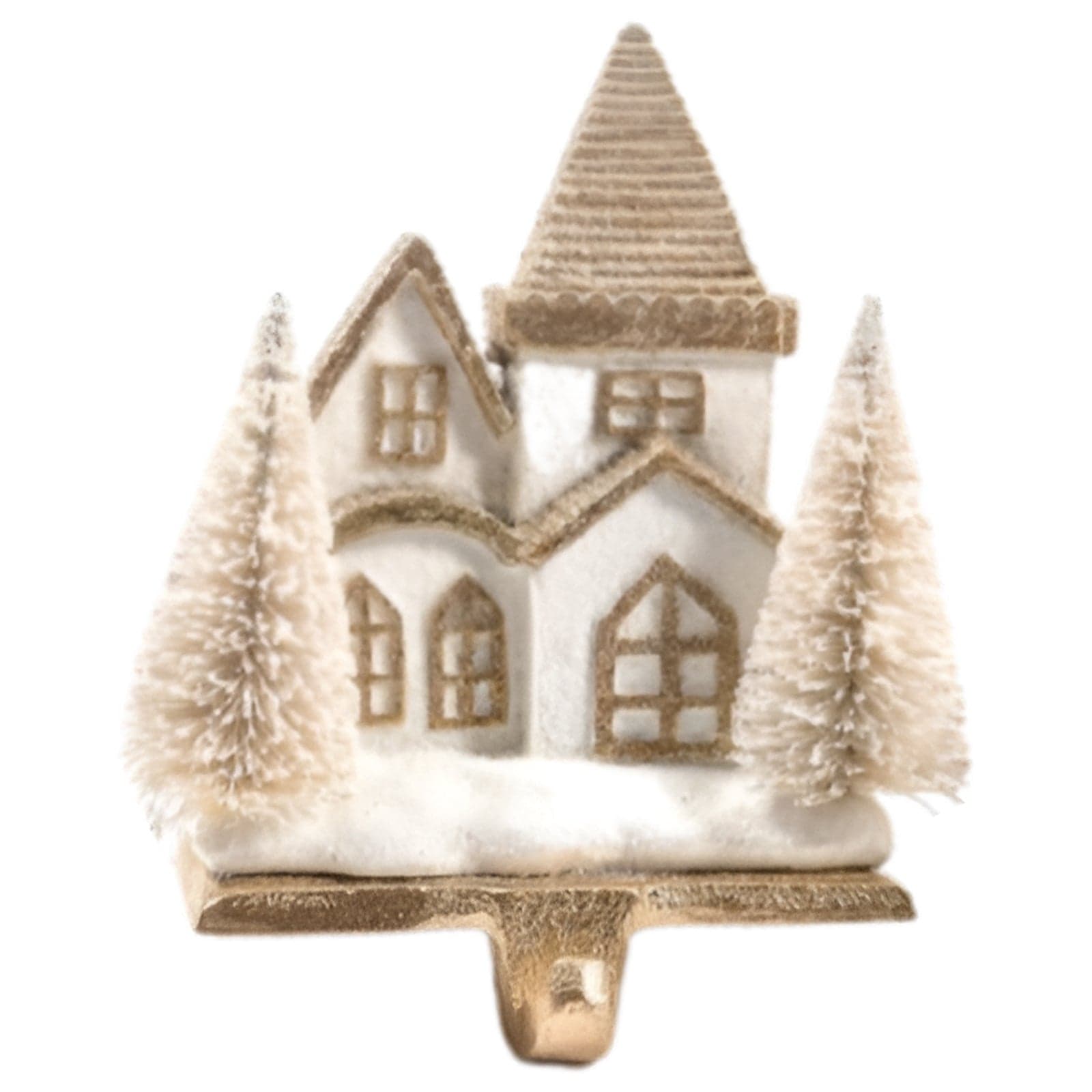 Supporto per calza di Natale a forma di Casetta, in resina e ghisa da 16 x 13 x 85 cm