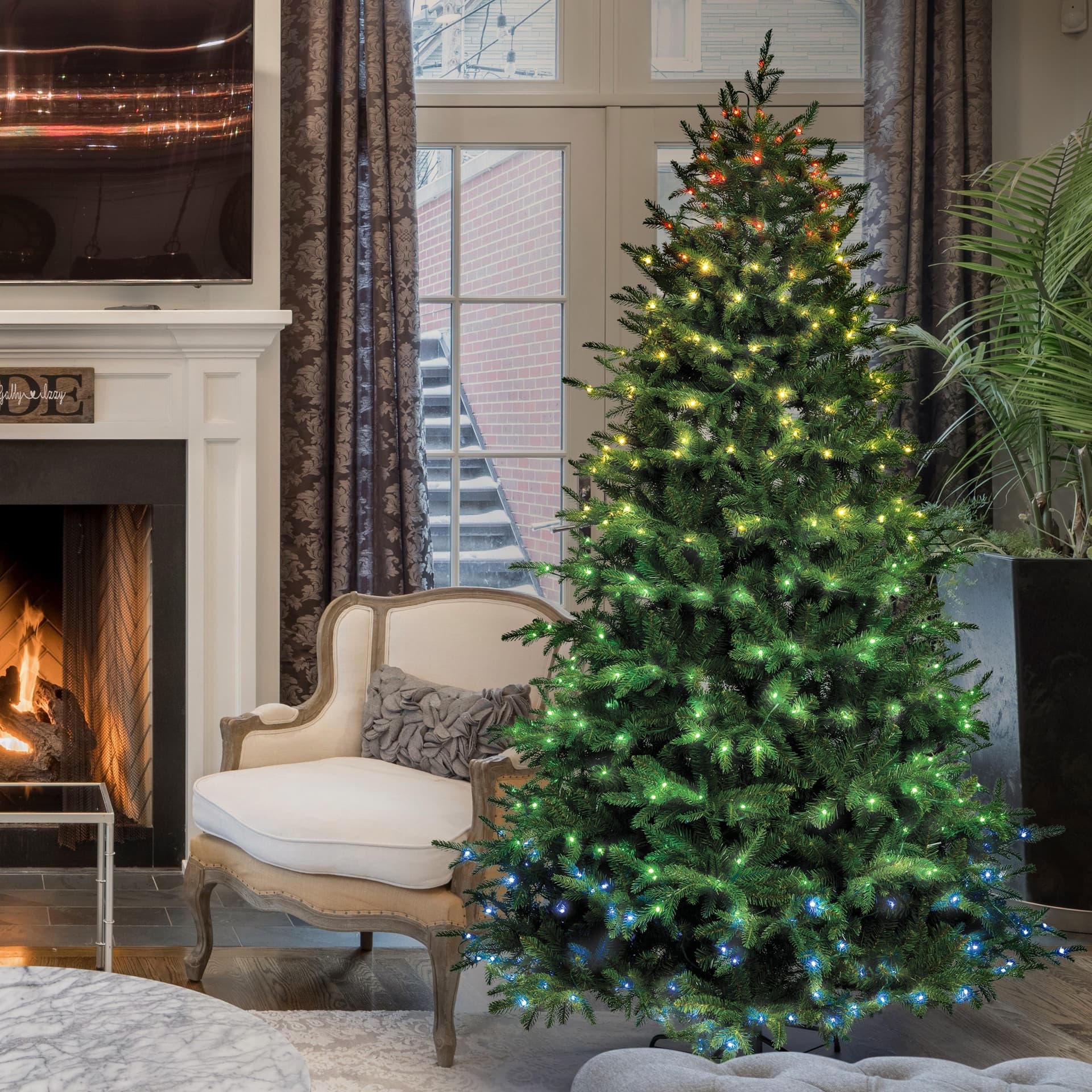 Albero di natale con 550 gocce led RGB in PE Effetto Real Touch h 230 cm - 2