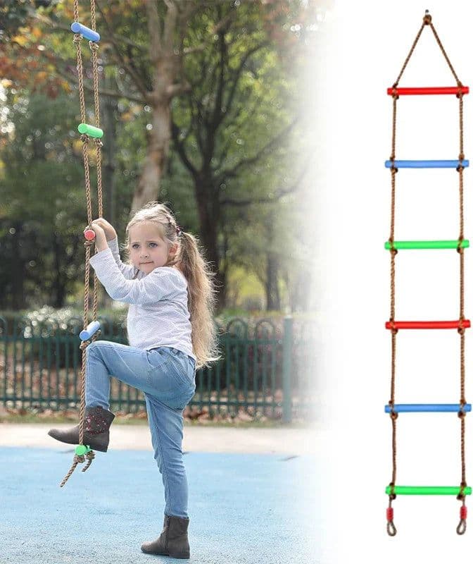 Gioco scala da arrampicata per altalena in plastica con corde per bambini - 2