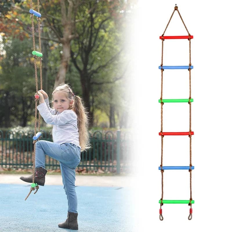 Gioco scala da arrampicata per altalena in plastica con corde per bambini - 2