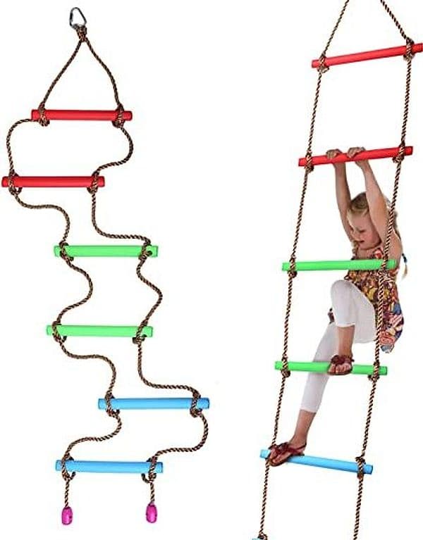 Gioco scala da arrampicata per altalena in plastica con corde per bambini - 3