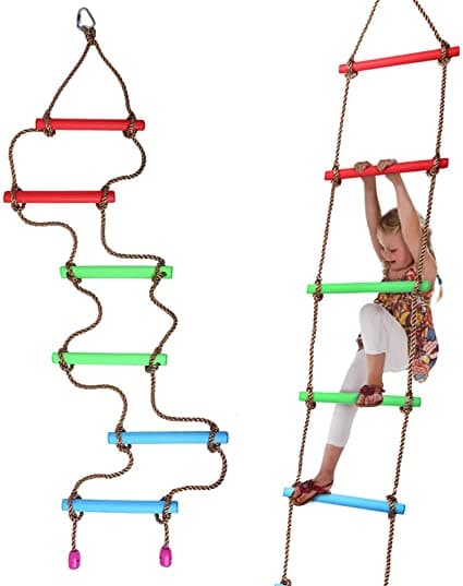 Gioco scala da arrampicata per altalena in plastica con corde per bambini - 3