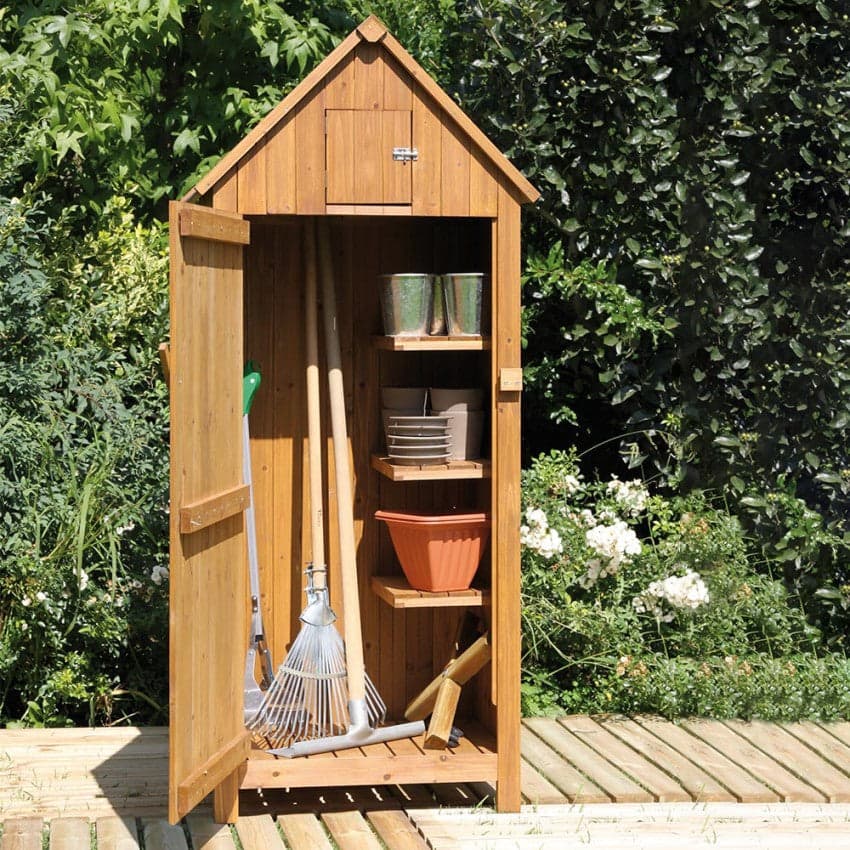 Capanno per attrezzi ed utensili da giardino con 3 scompartimenti in legno di Abete "Made in Italy" - 2